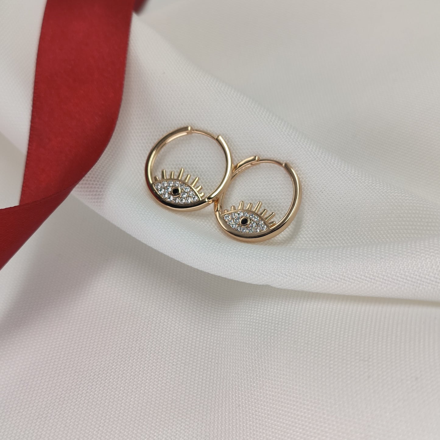 Helena - Eye Hoop Earrings With Zirconia
