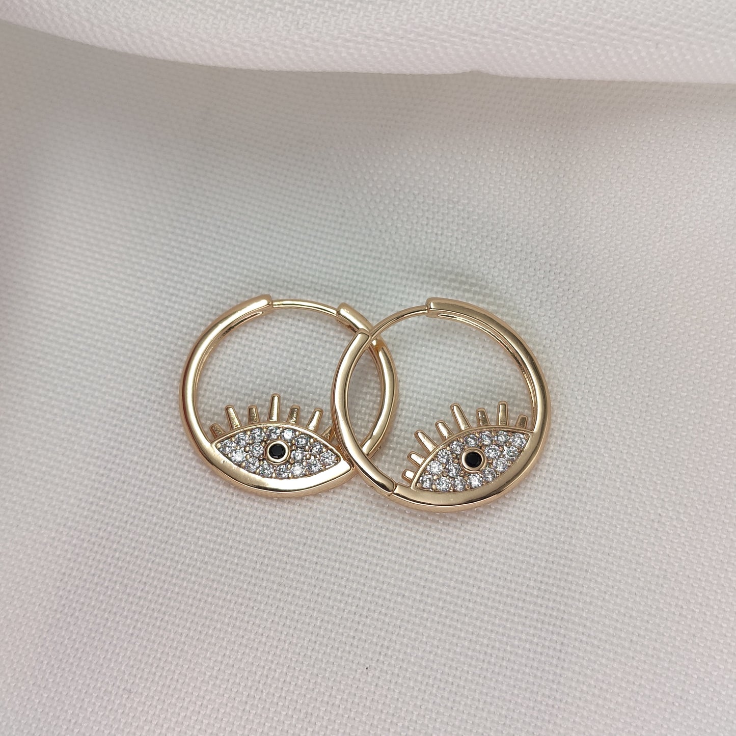 Helena - Eye Hoop Earrings With Zirconia