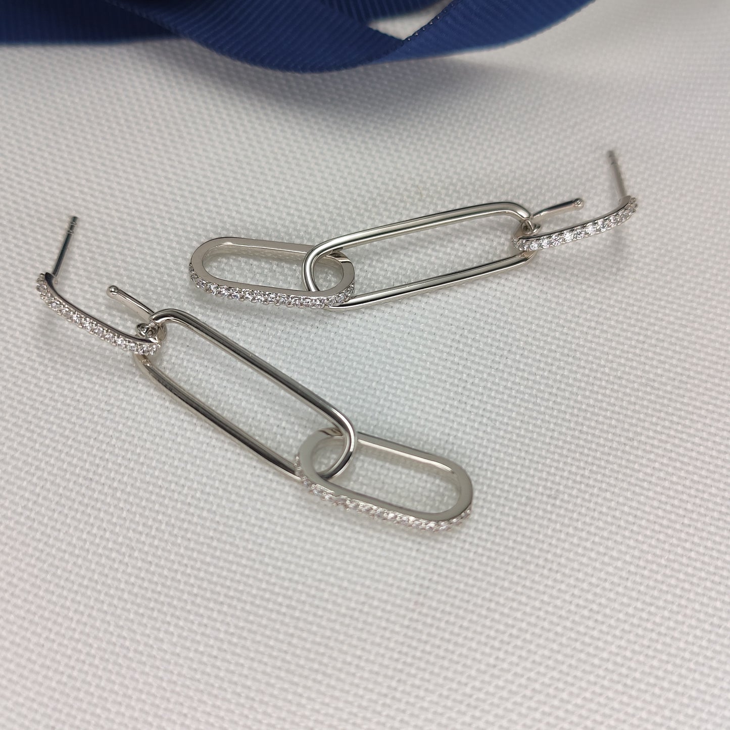 Esme - Linked Drop Pavé Earrings With Zirconia