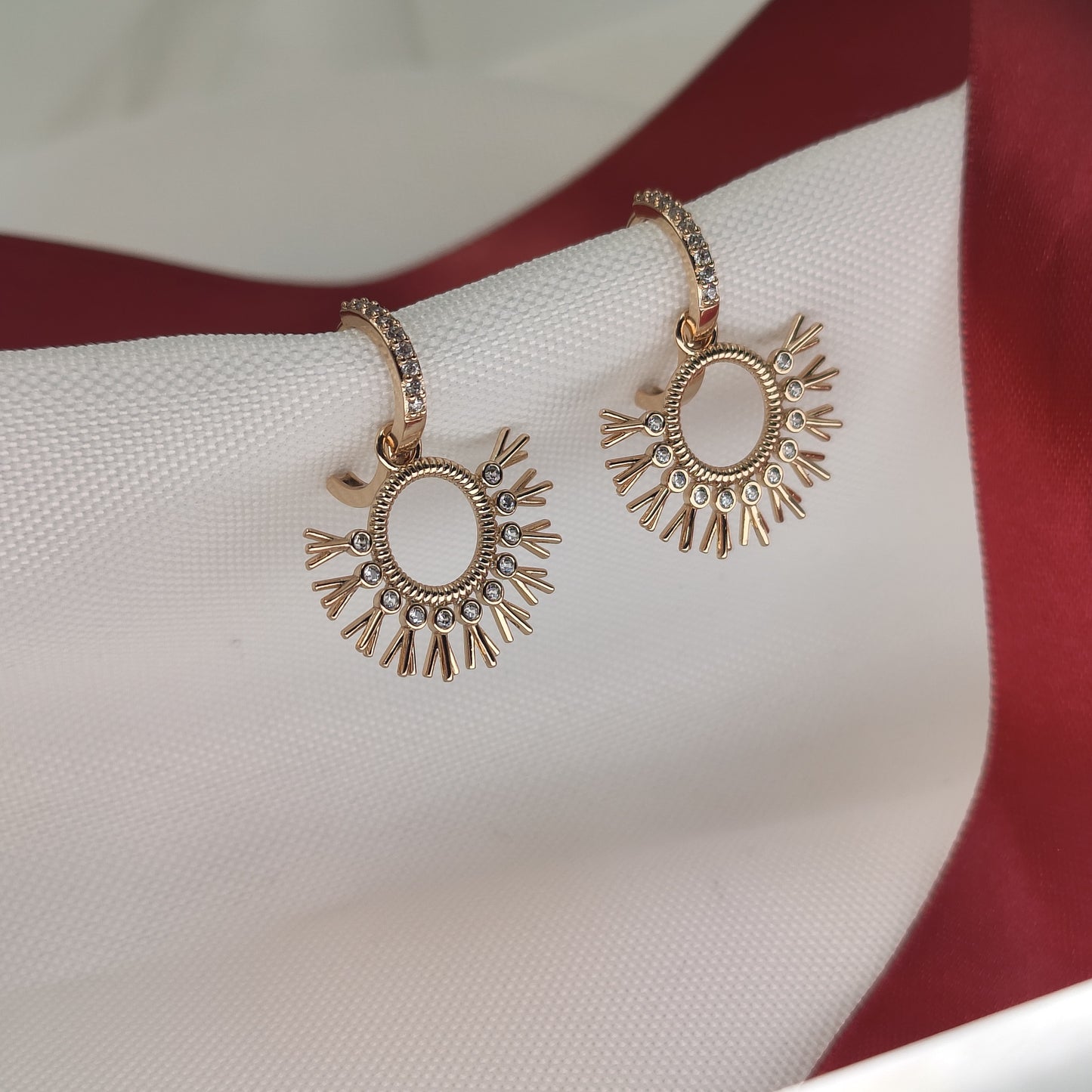 Aurora - Sunburst Drop Earrings With Zirconia