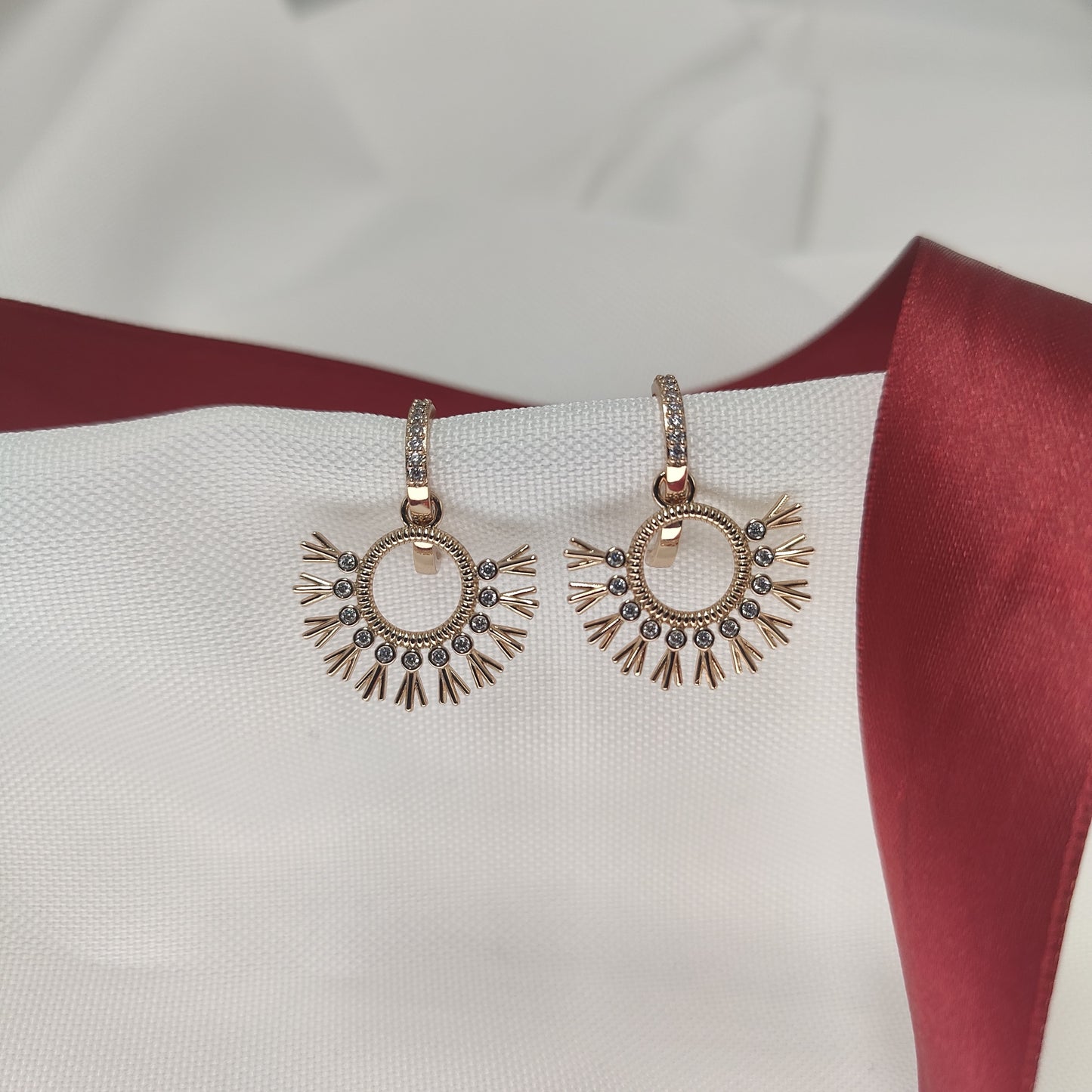 Aurora - Sunburst Drop Earrings With Zirconia