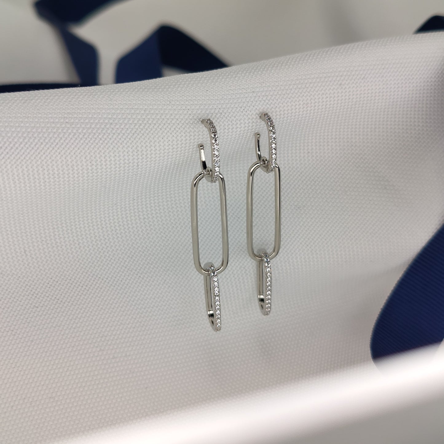 Esme - Linked Drop Pavé Earrings With Zirconia