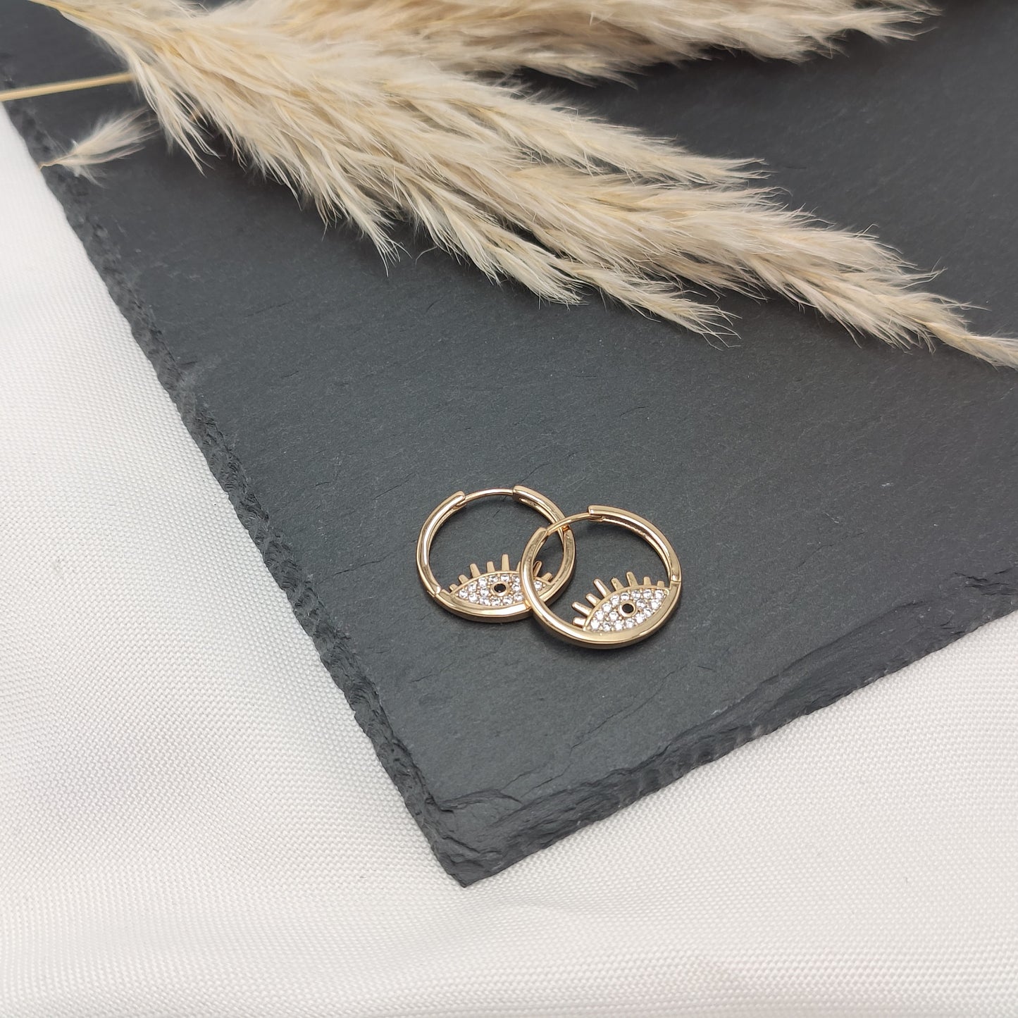 Helena - Eye Hoop Earrings With Zirconia