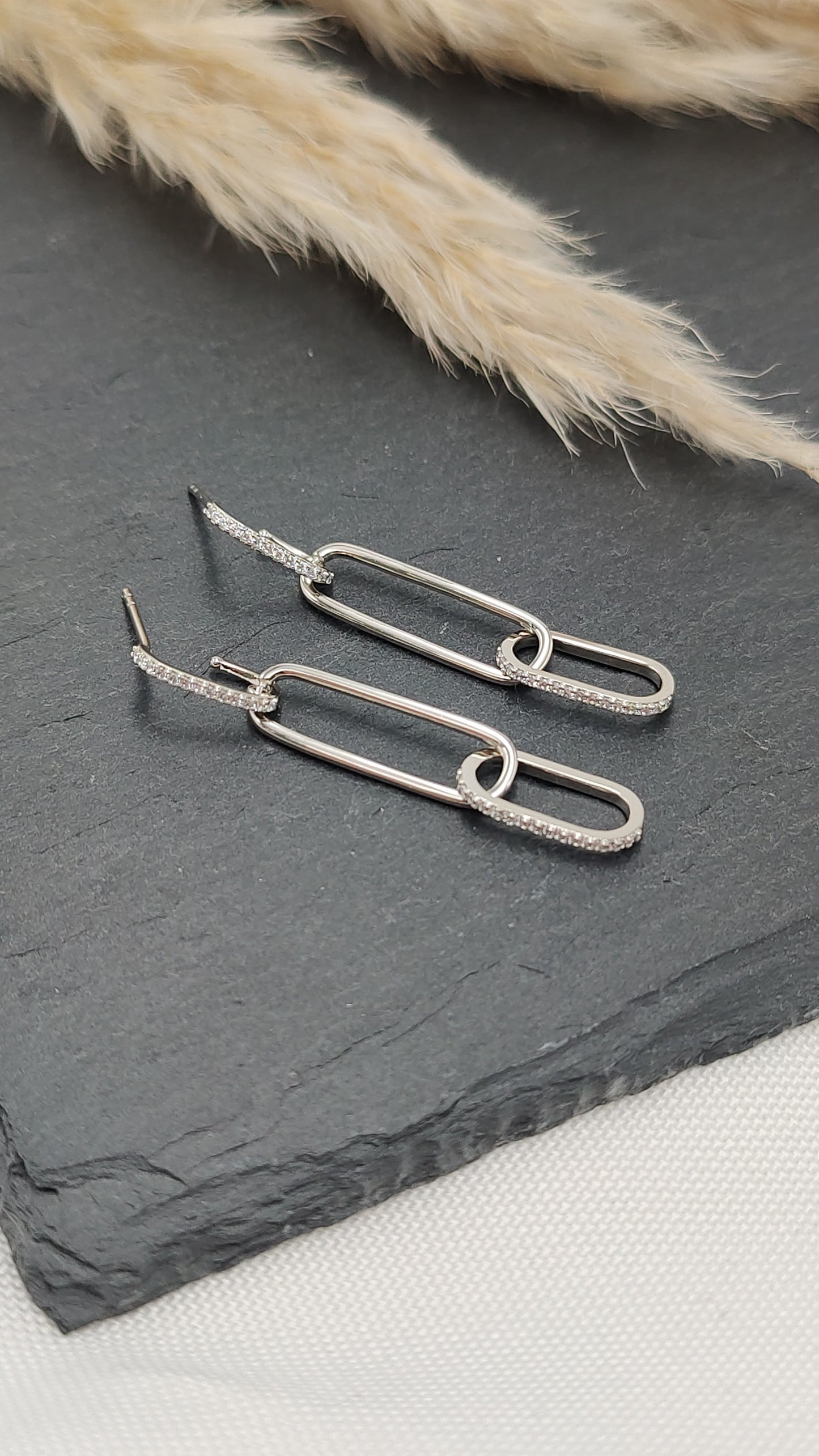 Esme - Linked Drop Pavé Earrings With Zirconia