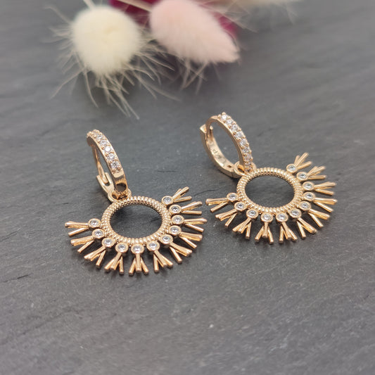 Aurora - Sunburst Drop Earrings With Zirconia