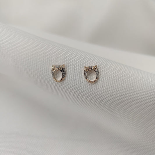 Zoe owl stud earrings with zirconia, rose gold-tone