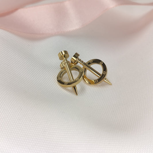 Quinn nail and ring stud earrings, gold-tone