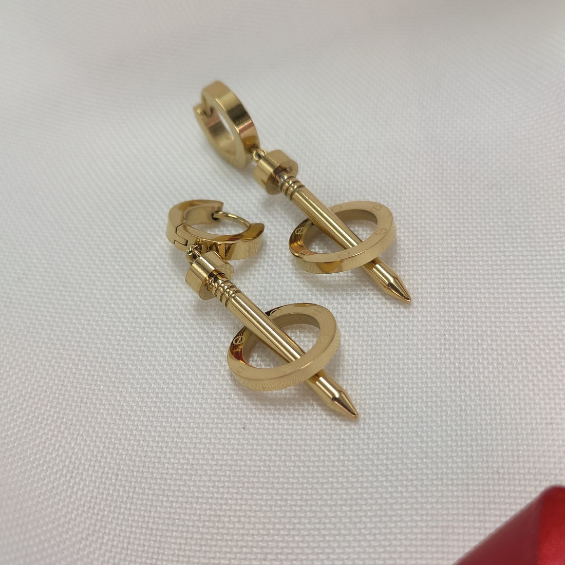 Xena industrial hoop earrings, gold-tone