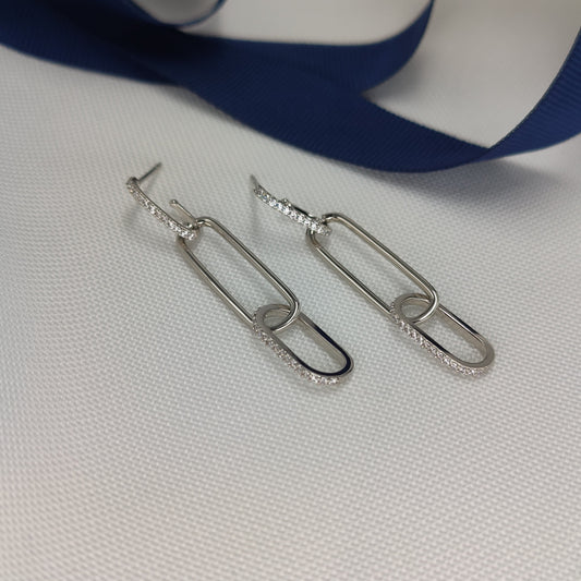 Esme linked drop earrings with pavé cubic zirconia, silver-tone