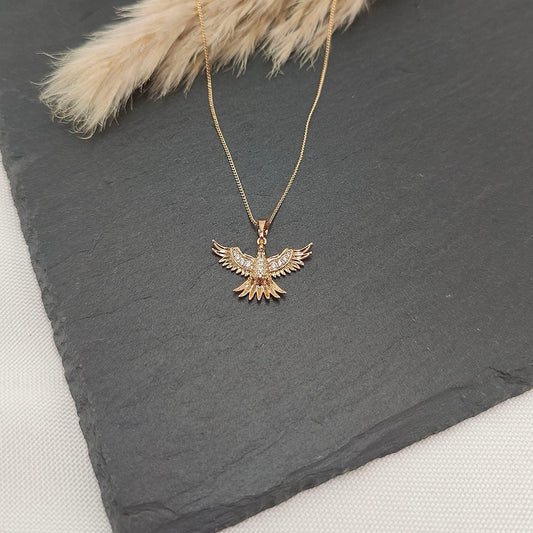 Seraphina rising phoenix necklace, rose gold-tone