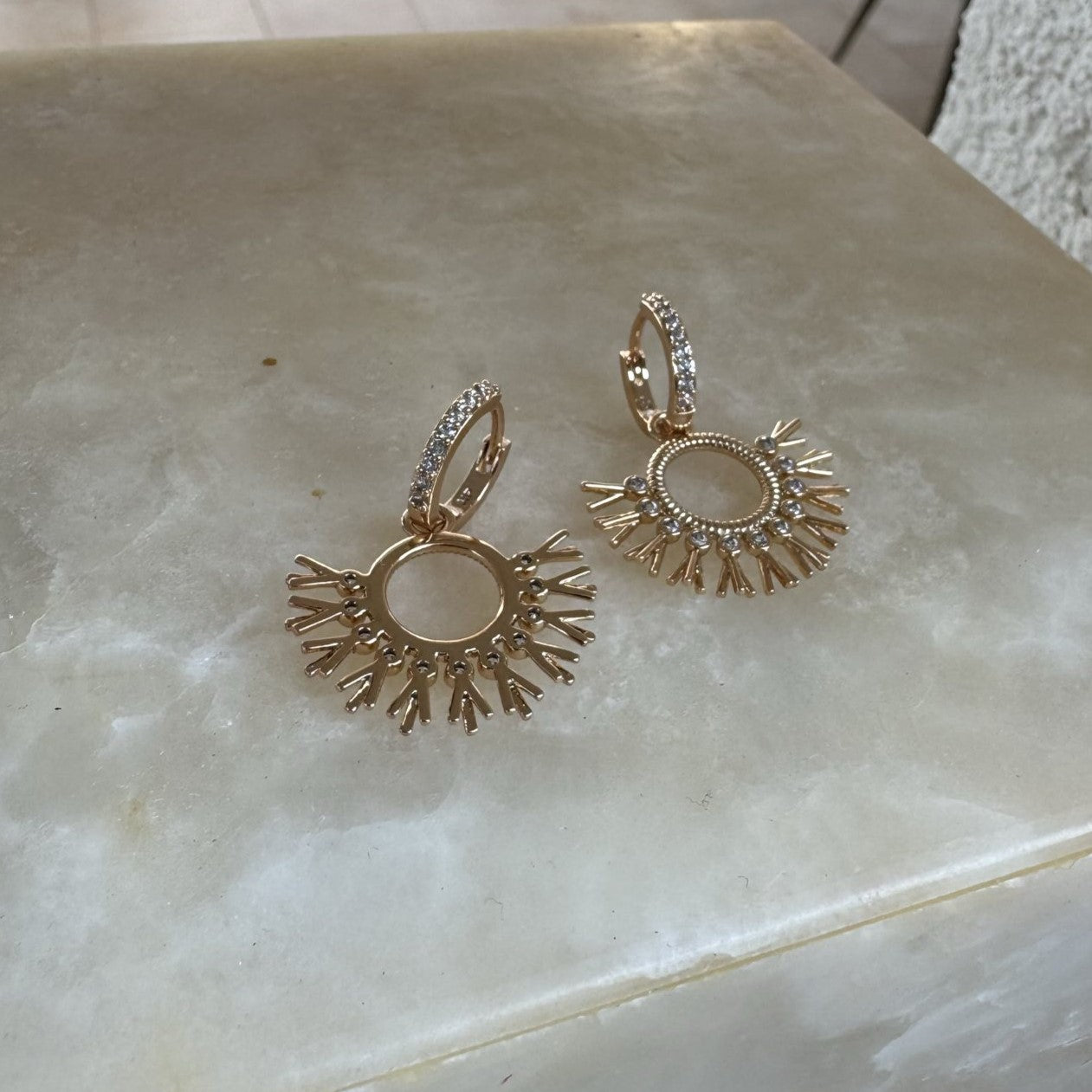 Aurora - Sunburst Drop Earrings With Zirconia