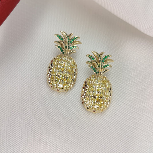 Pineapple Delight - Stud Earrings With Zirconia
