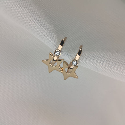 Stella - Star Hoop Earrings With Zirconia