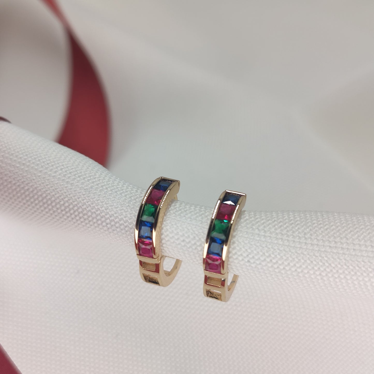 Giselle - Multi-Colored Gemstone Hoop Earrings