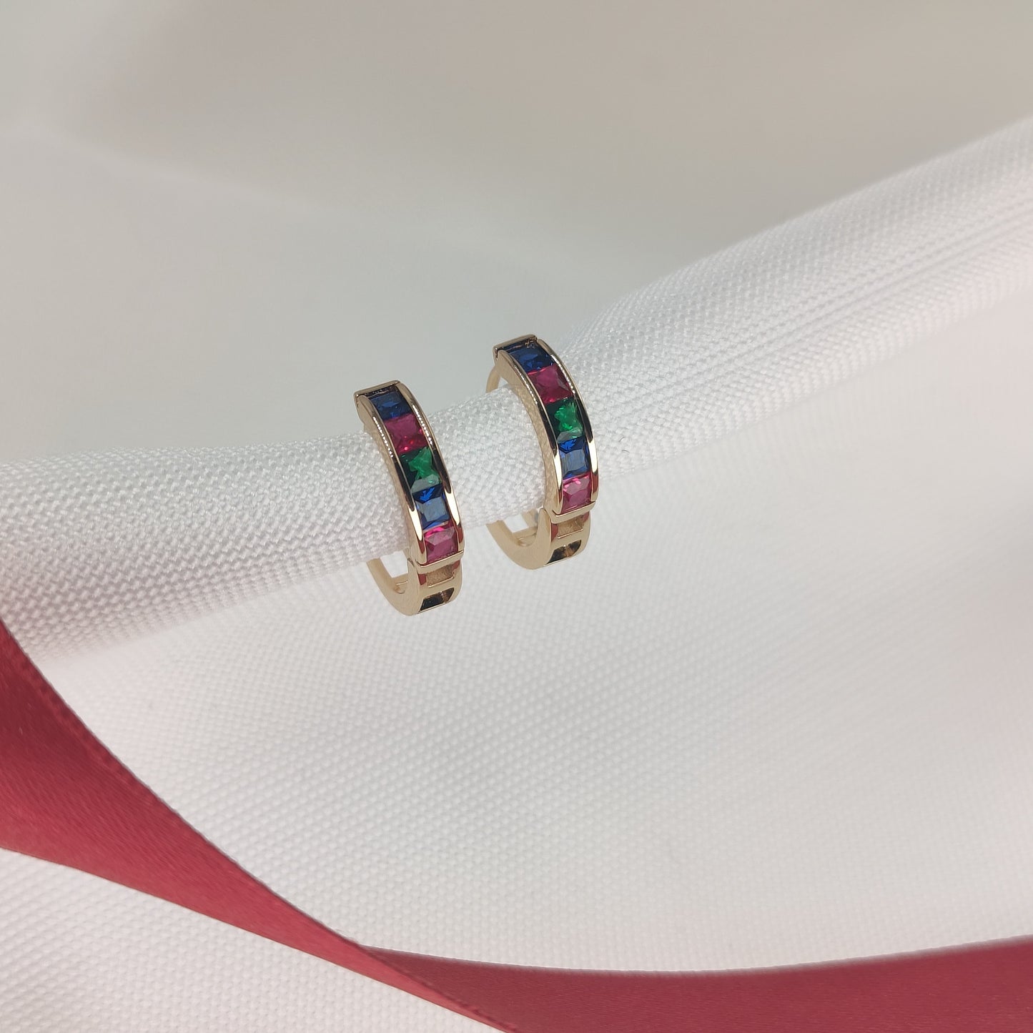 Giselle - Multi-Colored Gemstone Hoop Earrings