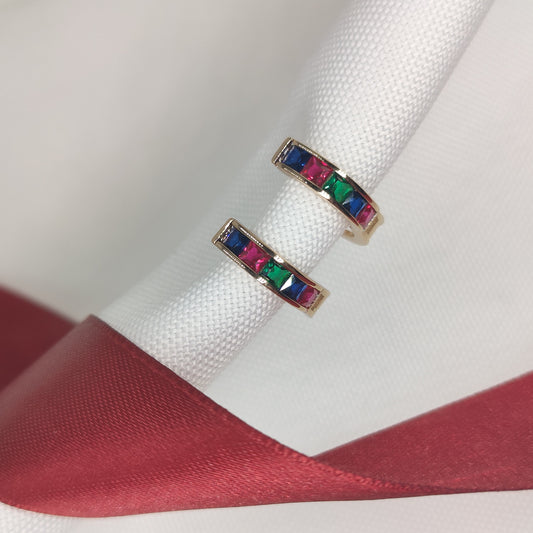 Giselle - Multi-Colored Gemstone Hoop Earrings