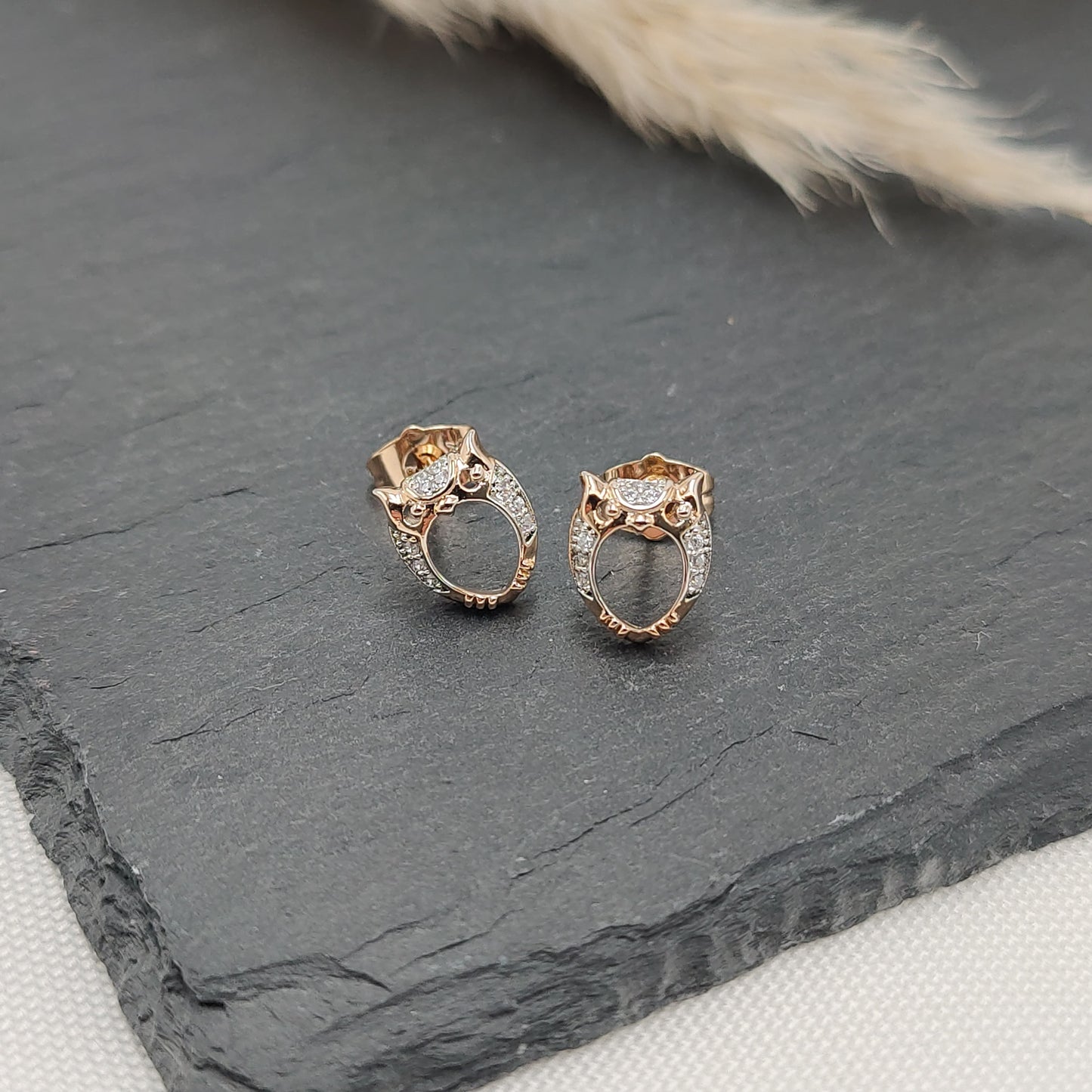 Zoe - Owl Stud Earrings With Zirconia