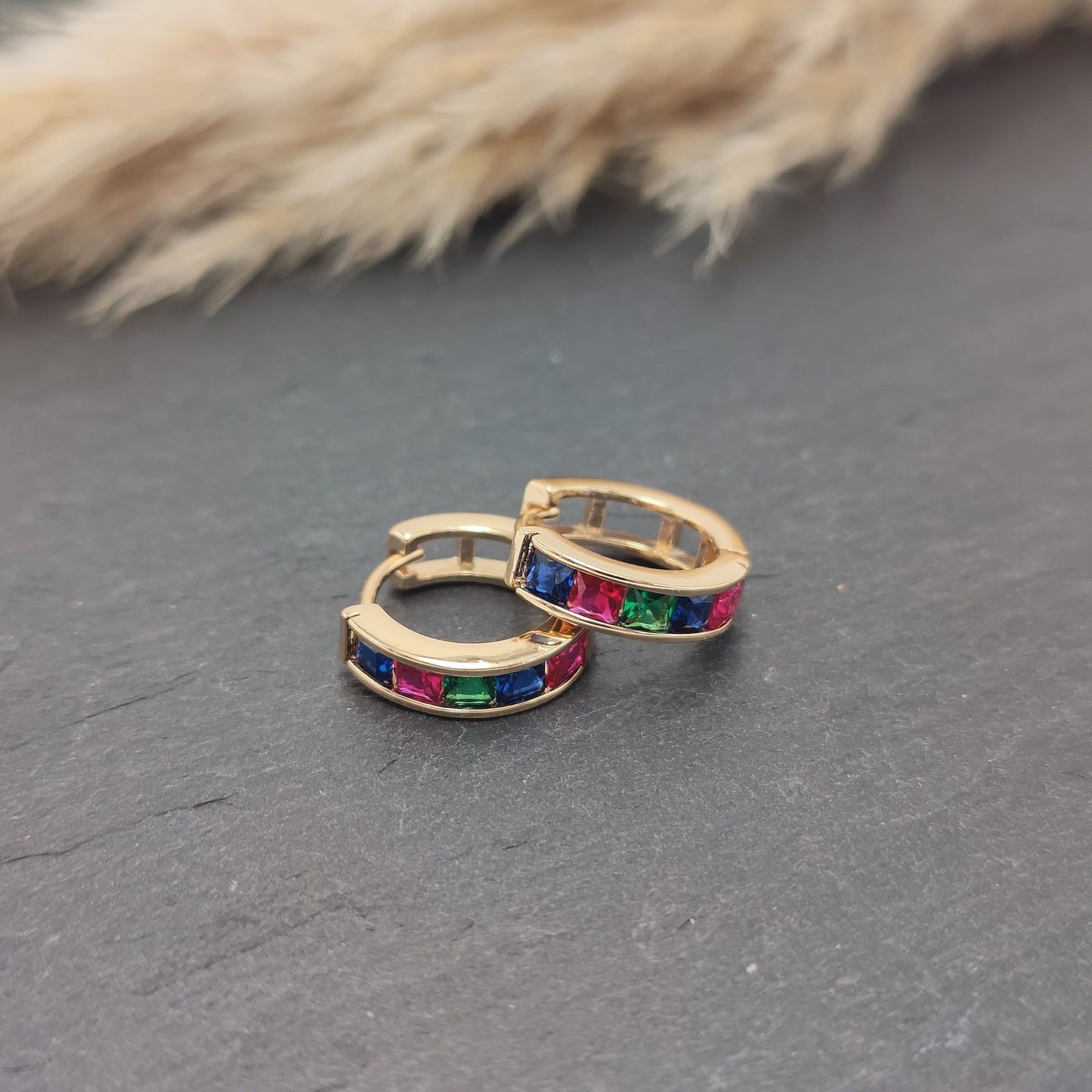 Giselle - Multi-Colored Gemstone Hoop Earrings